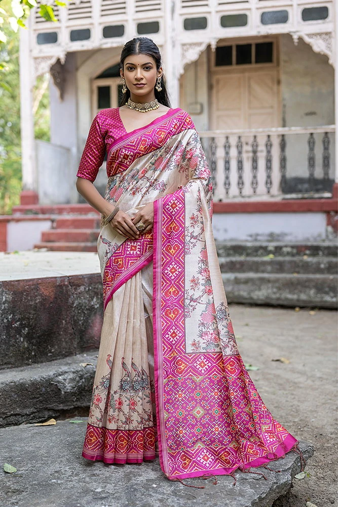 Jf 2275 Soft Tussar Silk Floral Printed Saree Collection