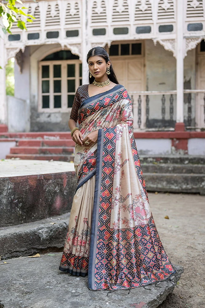 Jf 2275 Soft Tussar Silk Floral Printed Saree Collection