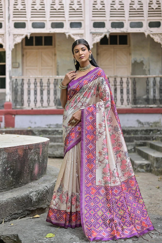 Jf 2275 Soft Tussar Silk Floral Printed Saree Collection