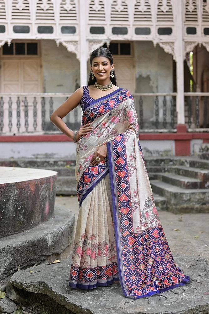 Jf 2275 Soft Tussar Silk Floral Printed Saree Collection