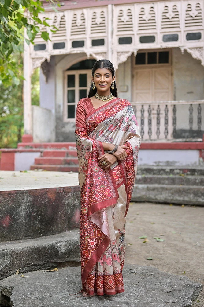 Jf 2275 Soft Tussar Silk Floral Printed Saree Collection