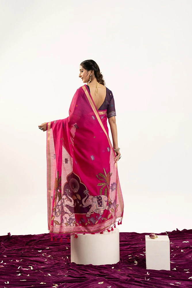 Jf 3414 Soft Muga Cotton Zari Woven Saree Collection