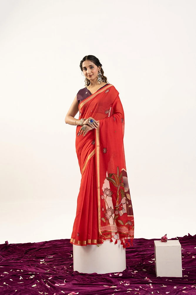 Jf 3414 Soft Muga Cotton Zari Woven Saree Collection