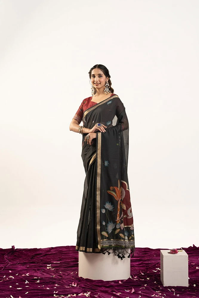 Jf 3414 Soft Muga Cotton Zari Woven Saree Collection