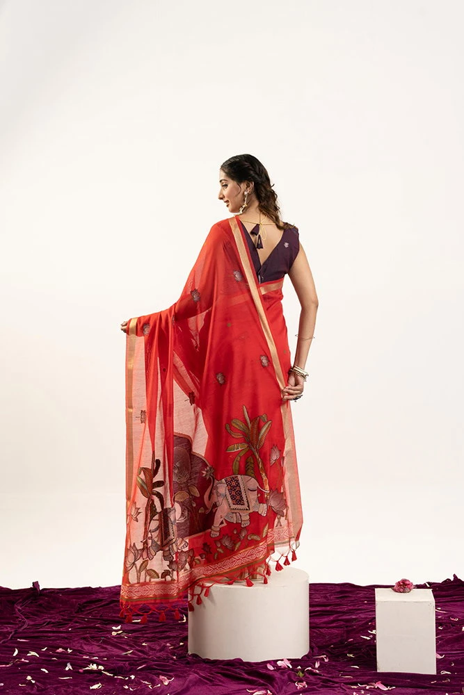 Jf 3414 Soft Muga Cotton Zari Woven Saree Collection