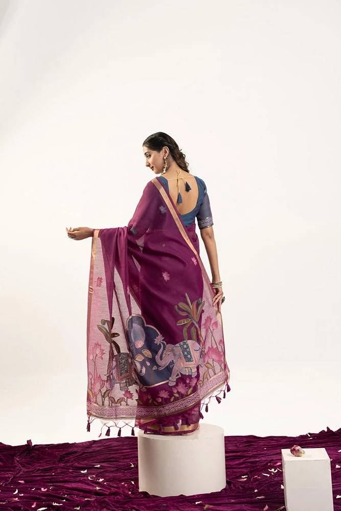 Jf 3414 Soft Muga Cotton Zari Woven Saree Collection