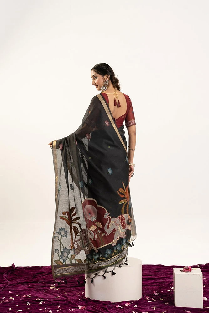 Jf 3414 Soft Muga Cotton Zari Woven Saree Collection