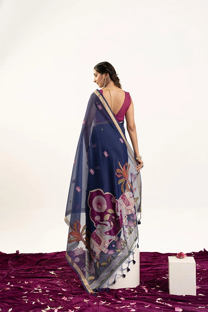 Jf 3414 Soft Muga Cotton Zari Woven Saree Collection