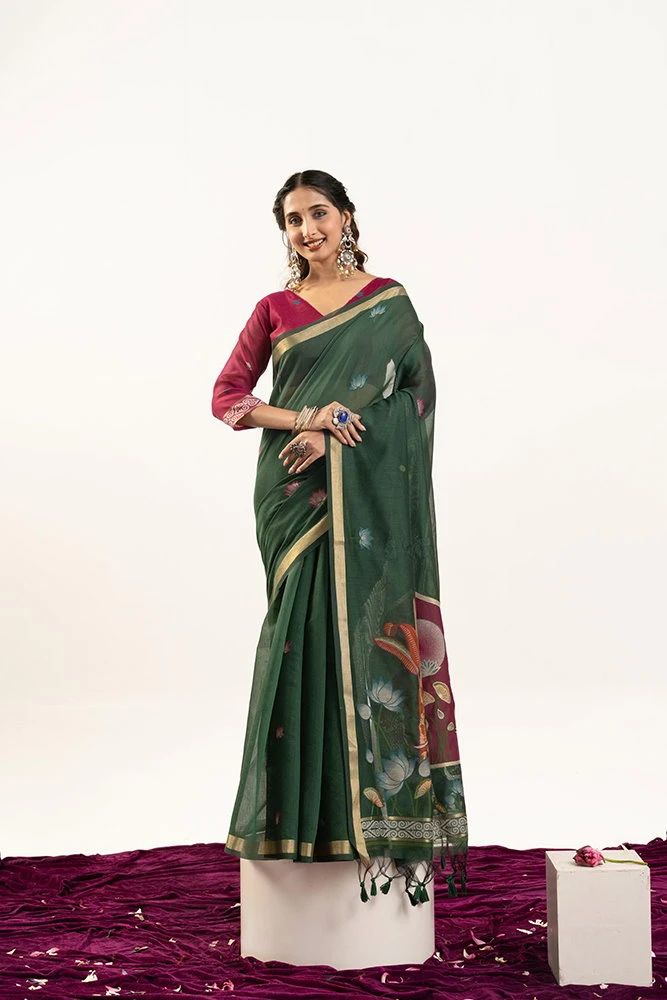 Jf 3414 Soft Muga Cotton Zari Woven Saree Collection