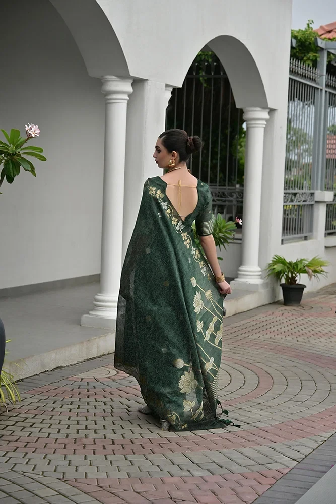Jf 3420 Soft Jute Linen Silk Zari Woven Saree Collection
