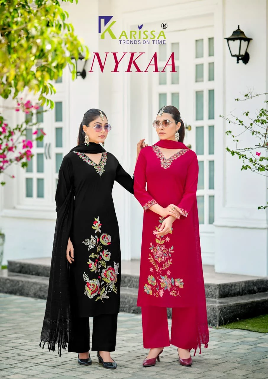 Karissa Nykaa Bombay Cotton Thread Handwork Suit With Cotton Weaving Dupatta