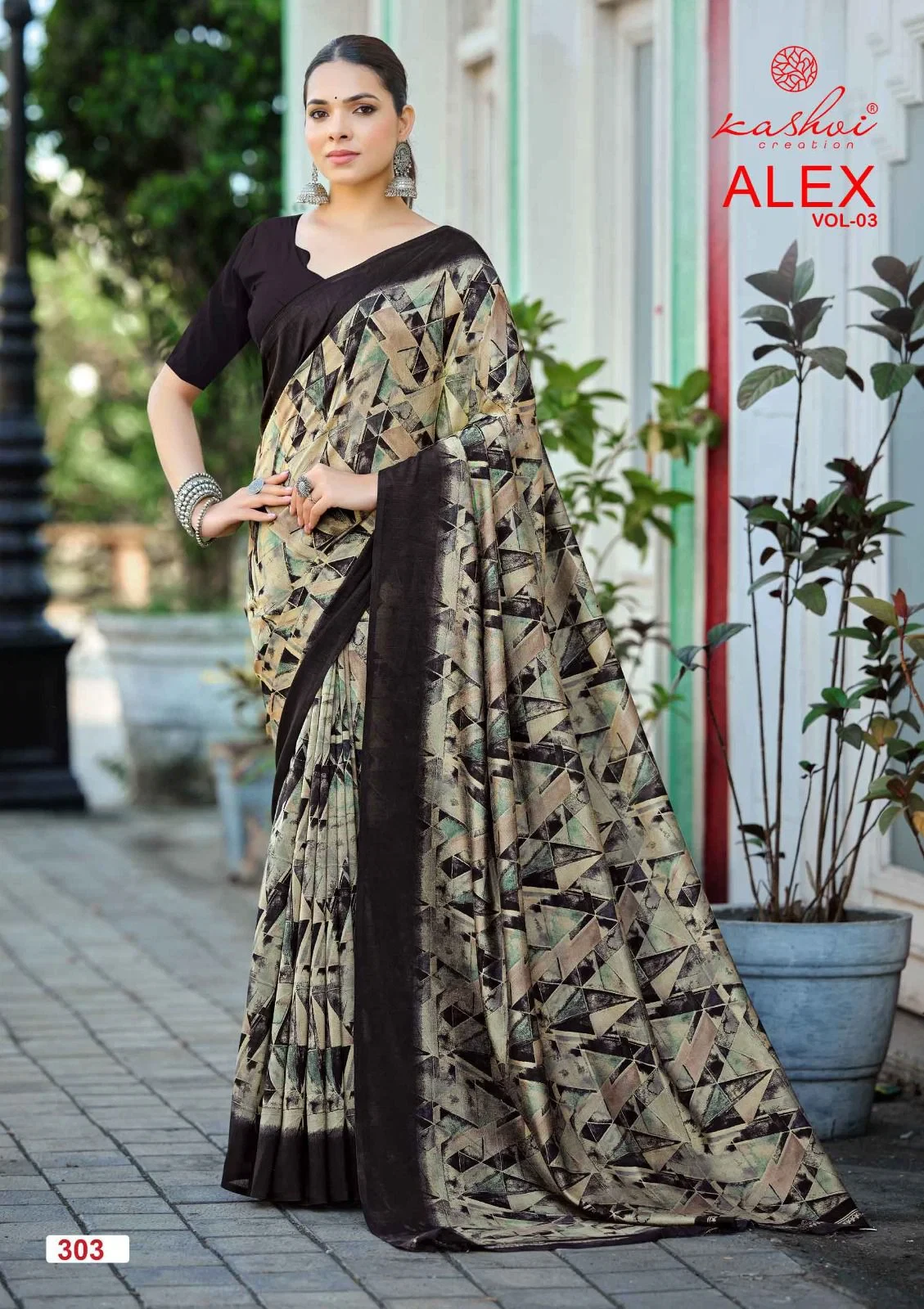 Kashvi Alex Vol 3 Black Vichitra Printed Saree Collection