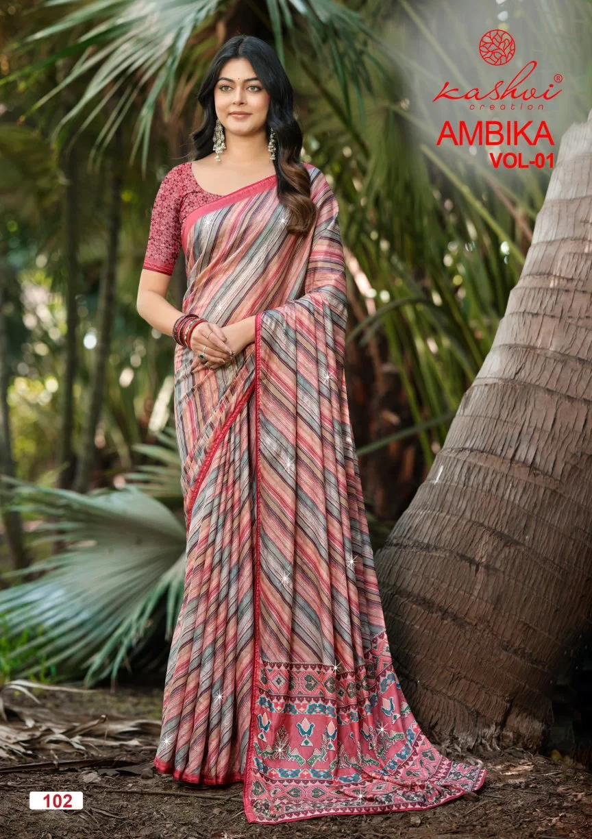 Kashvi Ambika Vol 1 Chocolate Digital Printed Saree