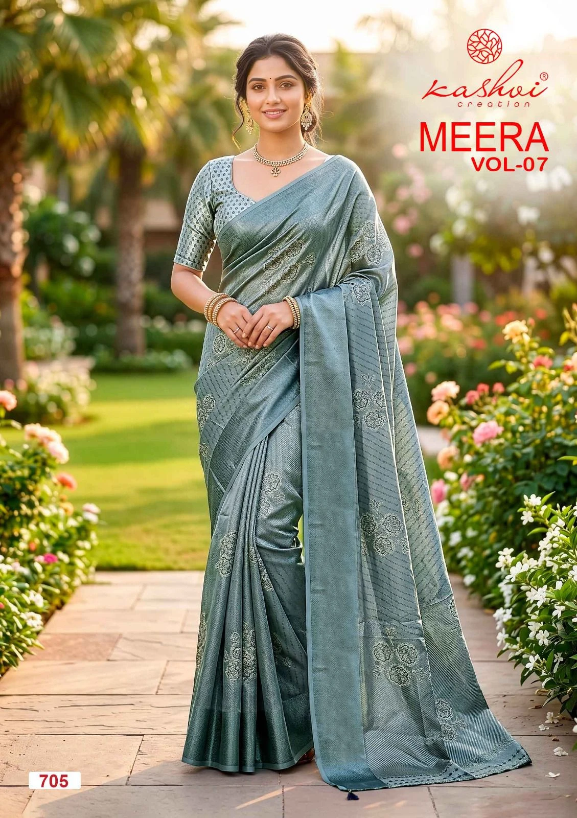Kashvi Meera Vol 7 Brasso Doby Border Zari Printed Saree Collection