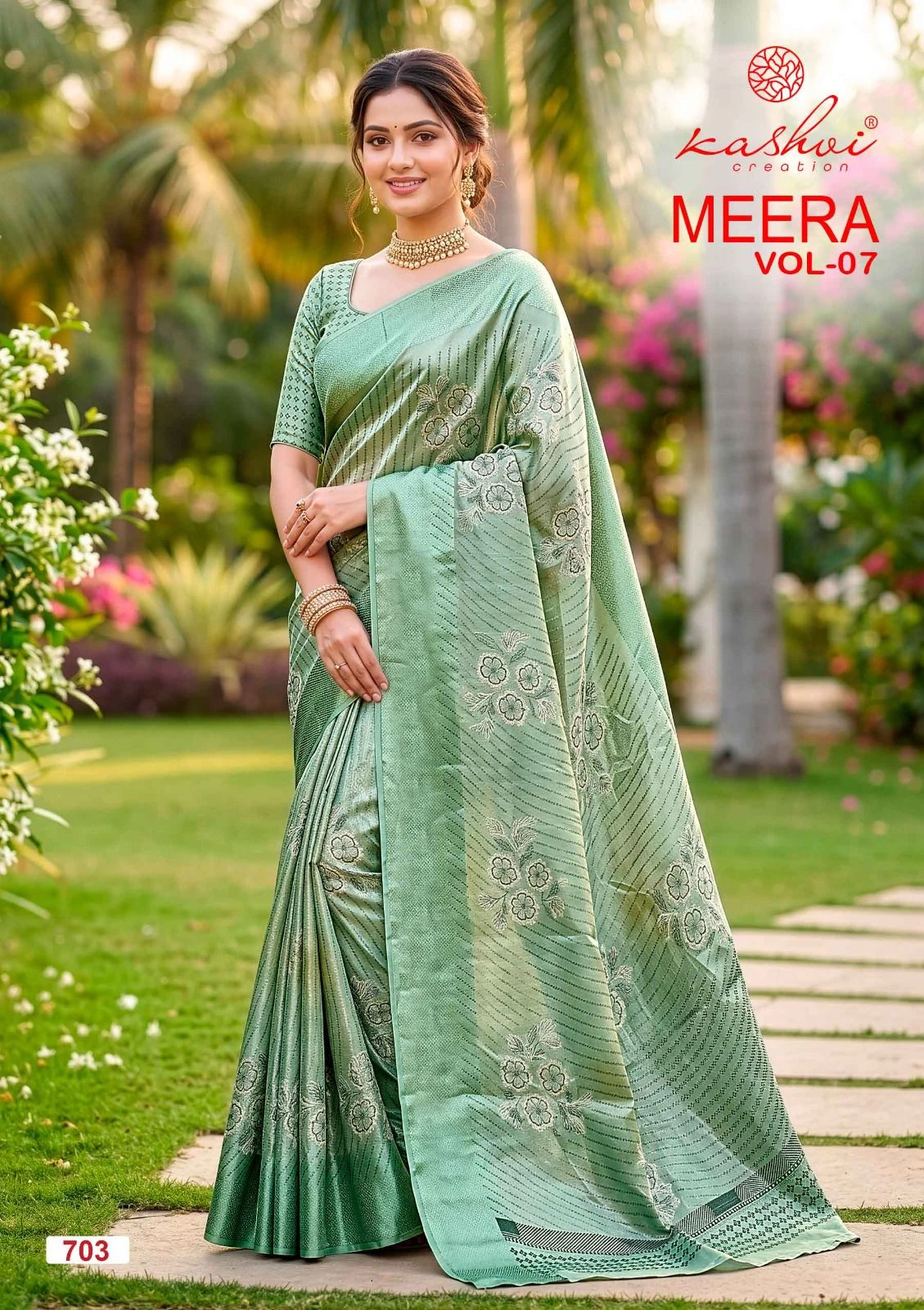 Kashvi Meera Vol 7 Brasso Doby Border Zari Printed Saree Collection