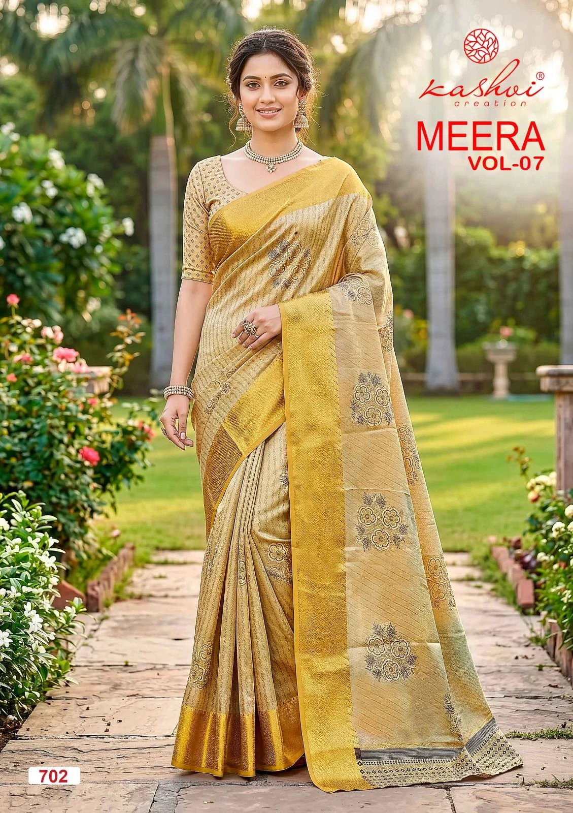 Kashvi Meera Vol 7 Brasso Doby Border Zari Printed Saree Collection