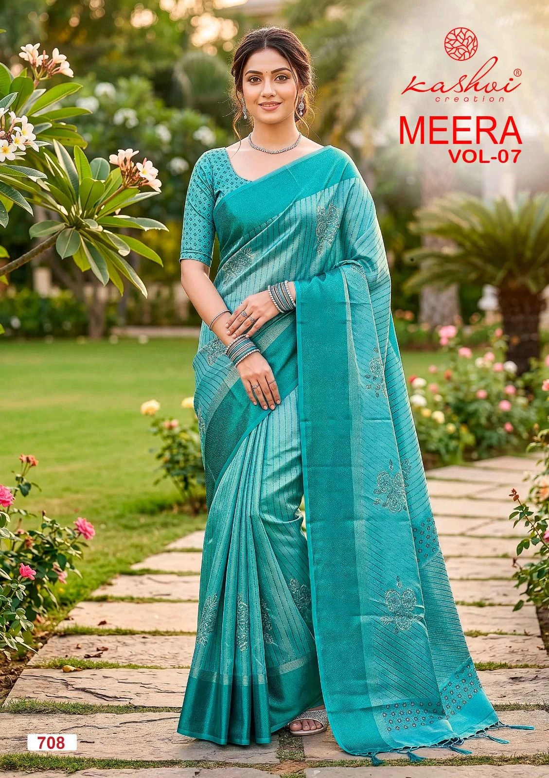 Kashvi Meera Vol 7 Brasso Doby Border Zari Printed Saree Collection