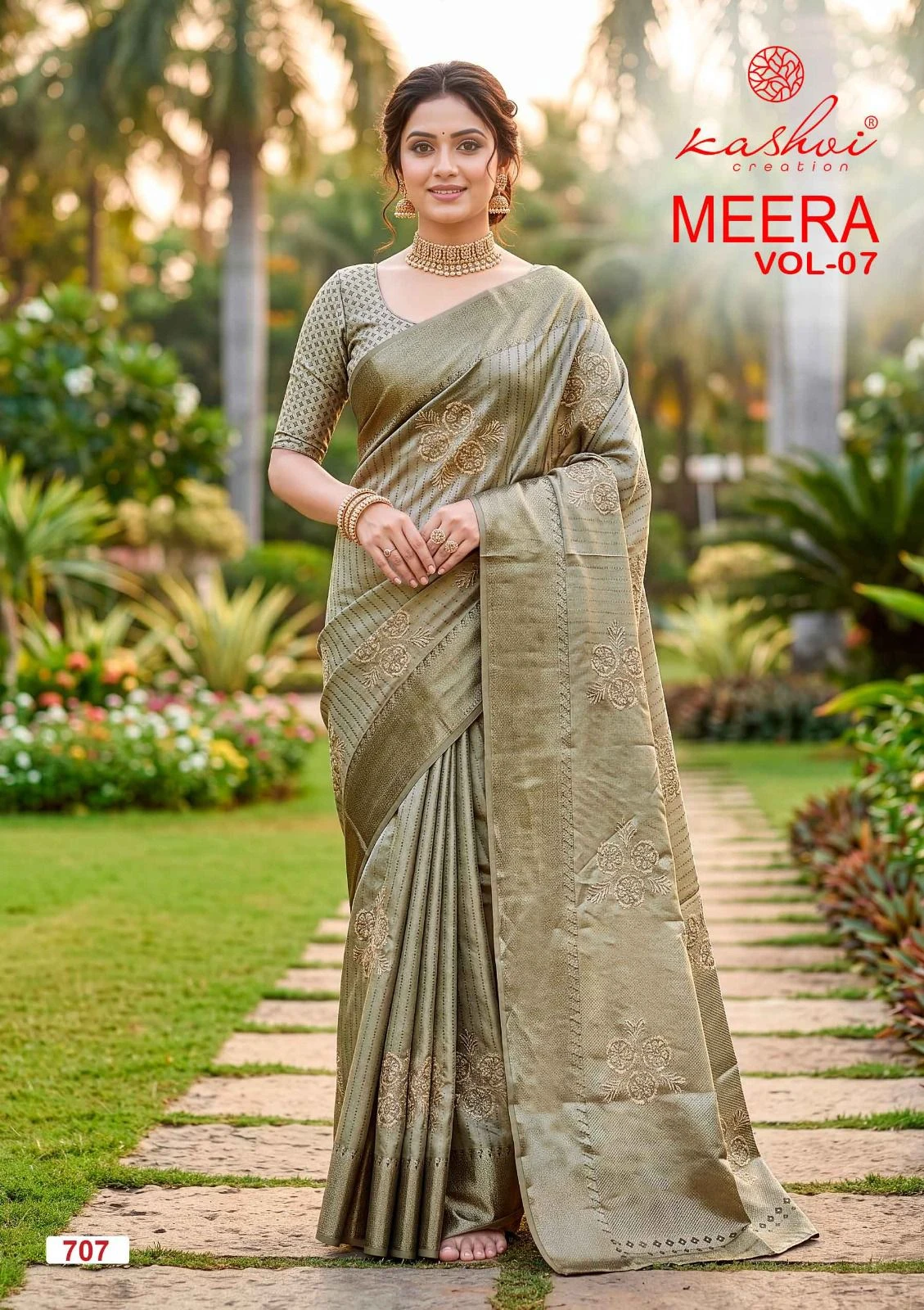 Kashvi Meera Vol 7 Brasso Doby Border Zari Printed Saree Collection