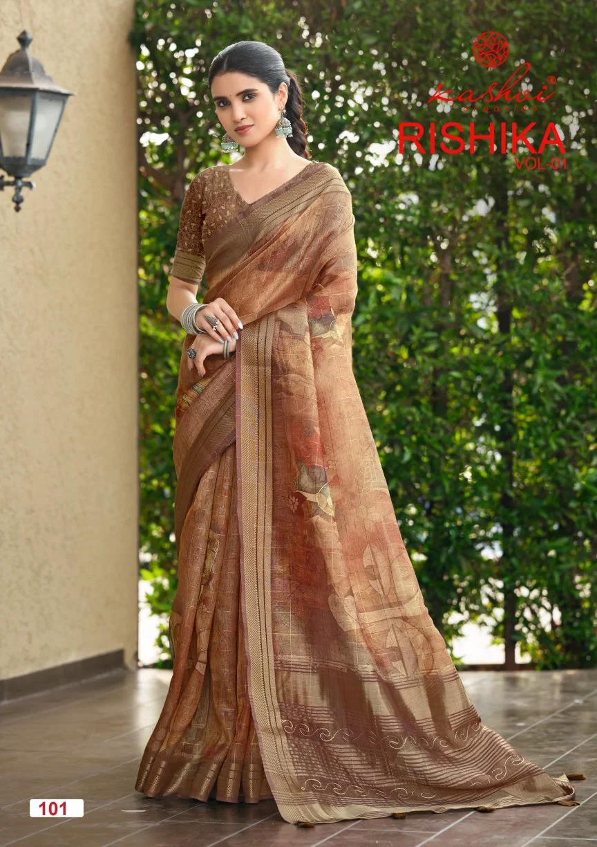 Kashvi Rishika Vol 1 Khadi Checks Digital Printed Saree