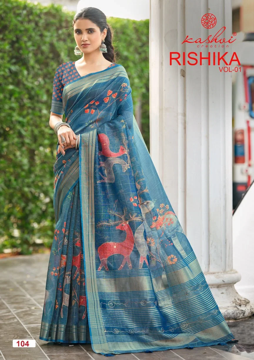 Kashvi Rishika Vol 1 Khadi Checks Digital Printed Saree
