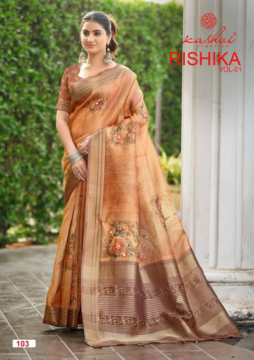 Kashvi Rishika Vol 1 Khadi Checks Digital Printed Saree
