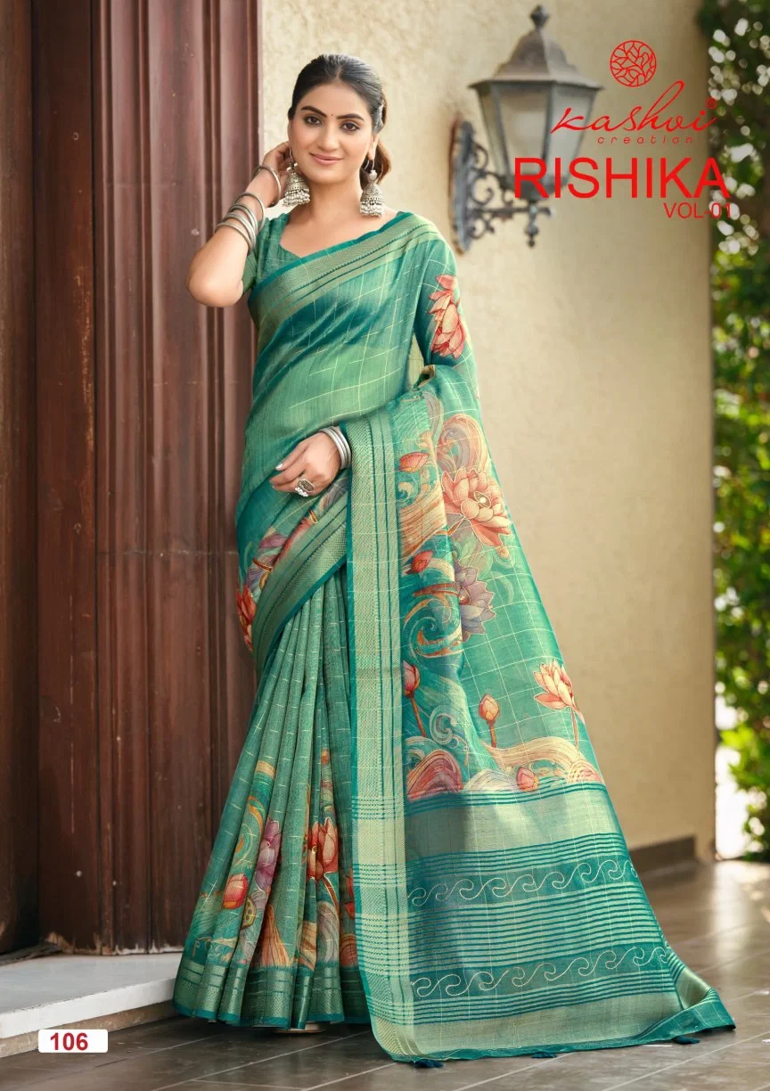 Kashvi Rishika Vol 1 Khadi Checks Digital Printed Saree