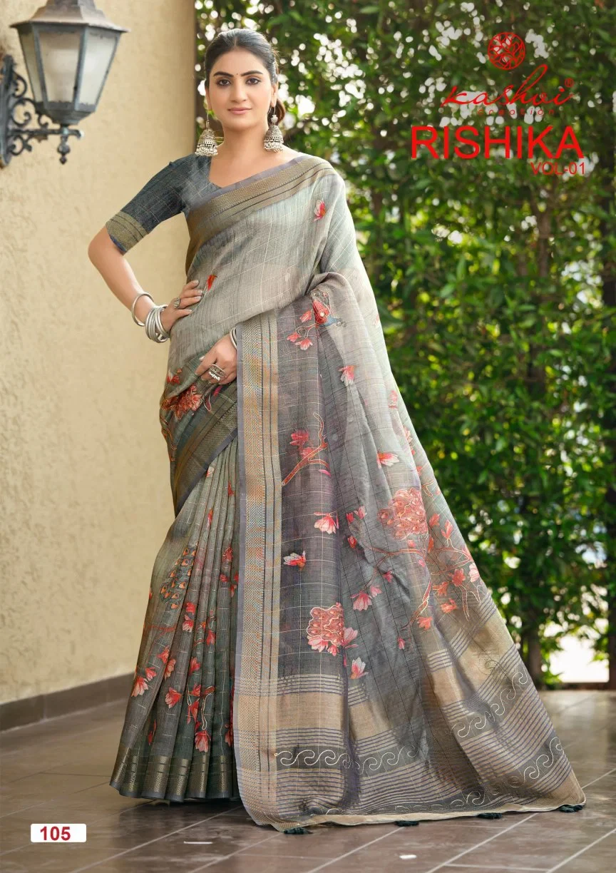 Kashvi Rishika Vol 1 Khadi Checks Digital Printed Saree