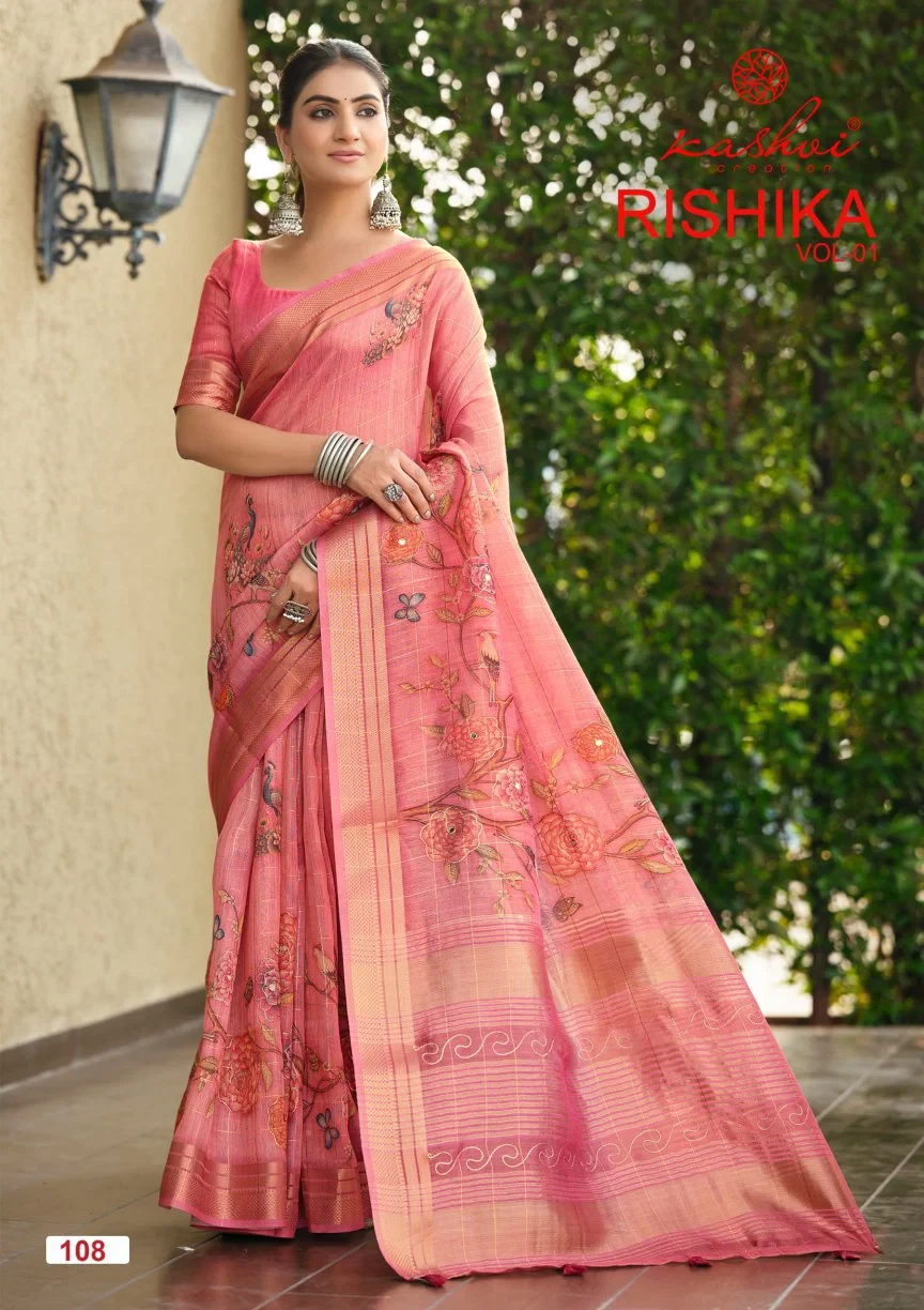 Kashvi Rishika Vol 1 Khadi Checks Digital Printed Saree