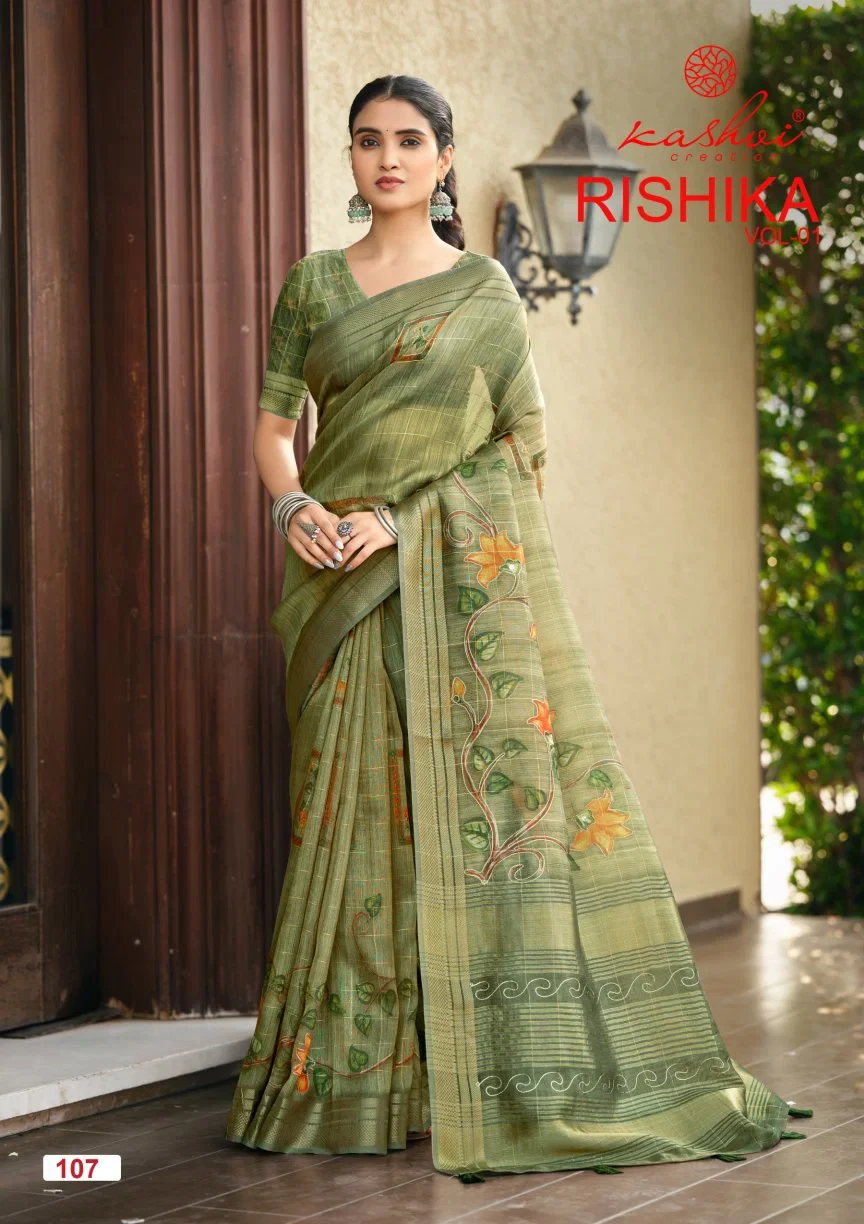 Kashvi Rishika Vol 1 Khadi Checks Digital Printed Saree