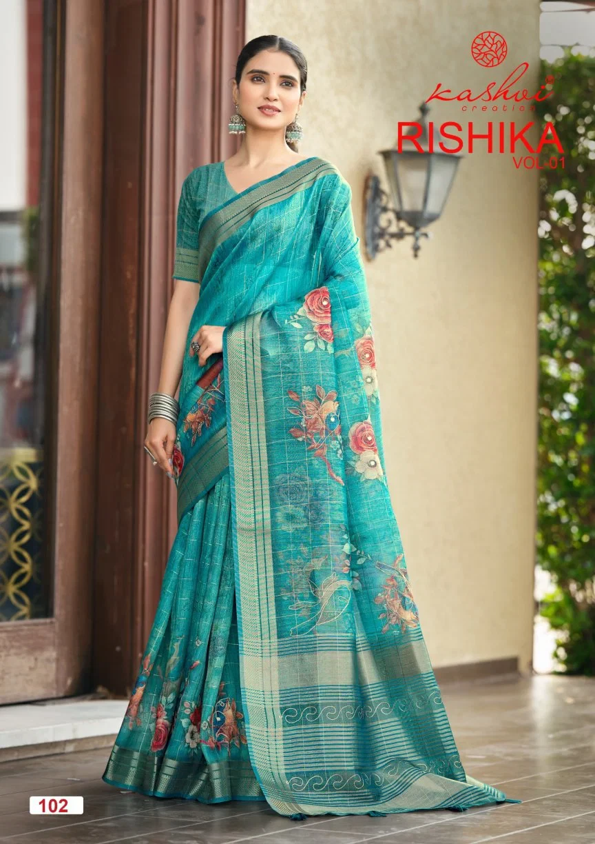Kashvi Rishika Vol 1 Khadi Checks Digital Printed Saree