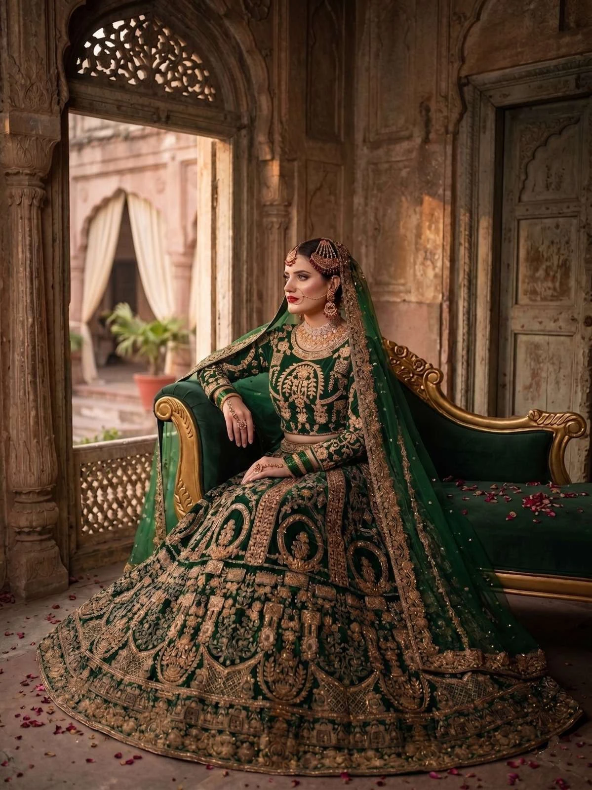 Kb Series Bridal Velvet Embroidery Lehenga Choli With Net Dupatta