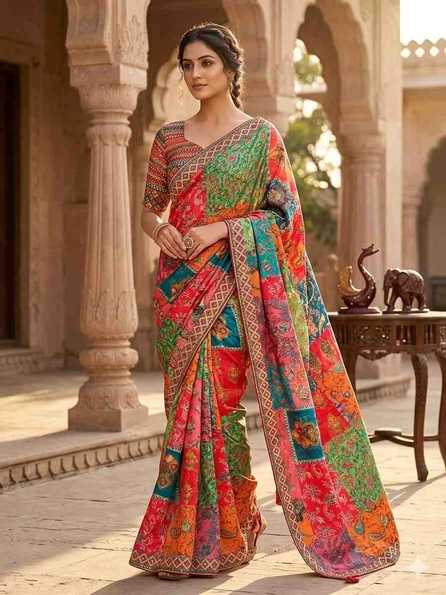 Kc 2105 Soft Chinon Printed Designer Party Wear Saree Collection