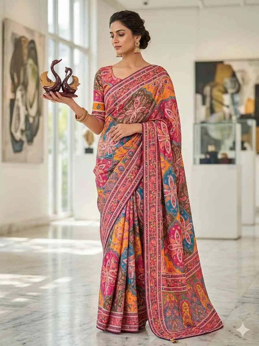 Kc 2105 Soft Chinon Printed Designer Party Wear Saree Collection