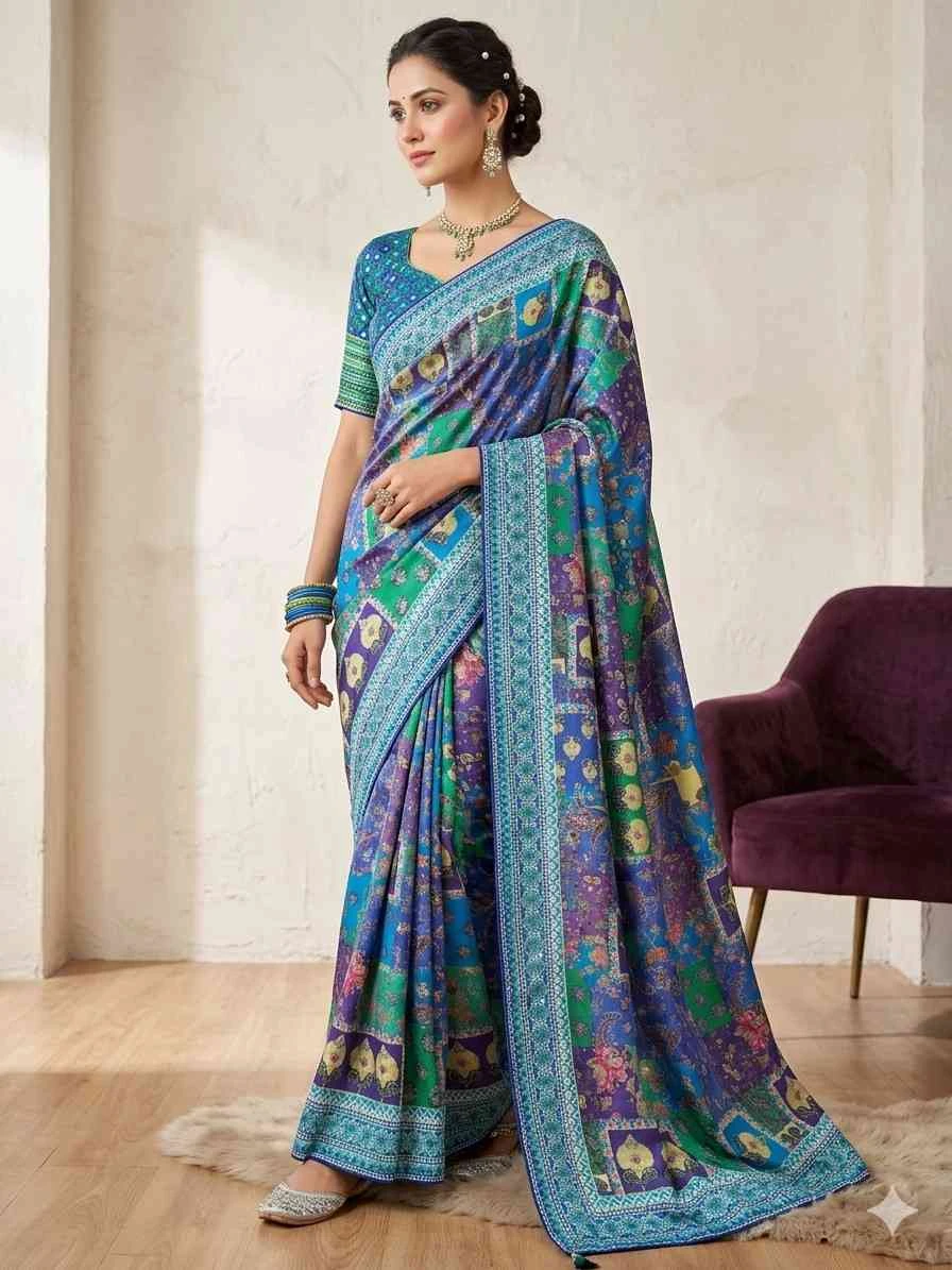 Kc 2105 Soft Chinon Printed Designer Party Wear Saree Collection