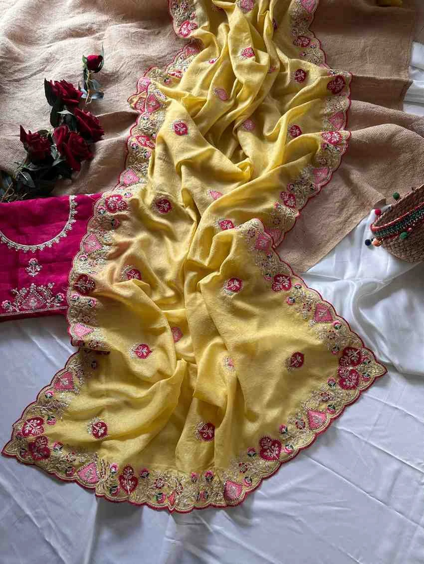 Kc 401 Georgette Embroidered Zari Border Saree Collection