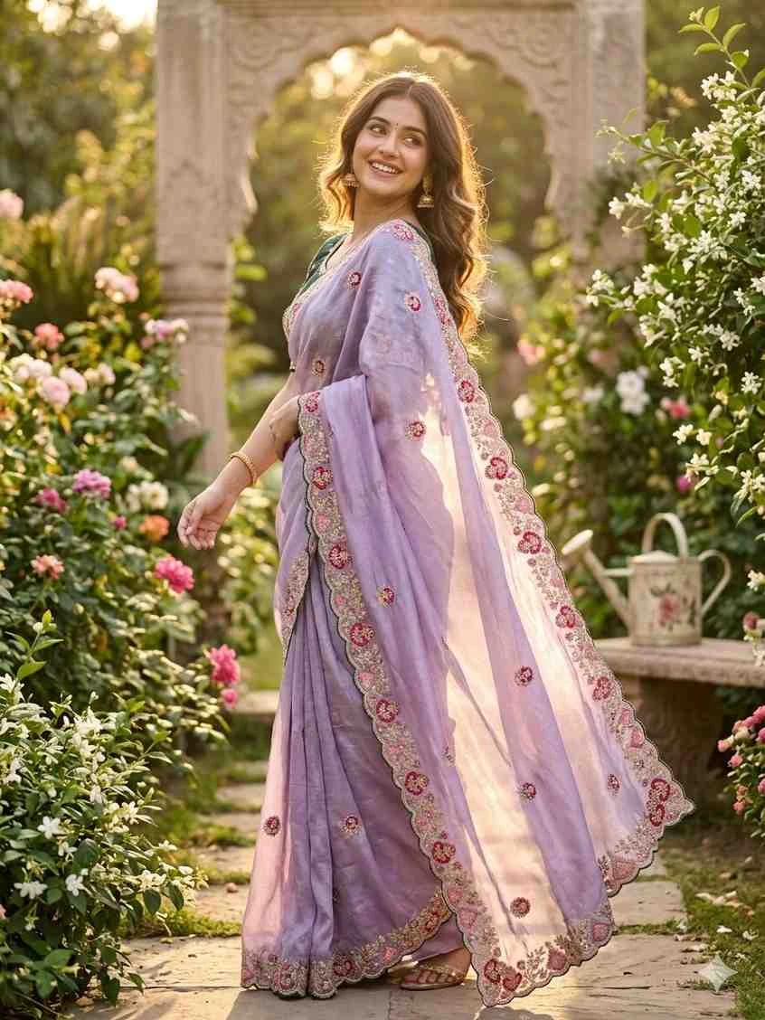 Kc 401 Georgette Embroidered Zari Border Saree Collection