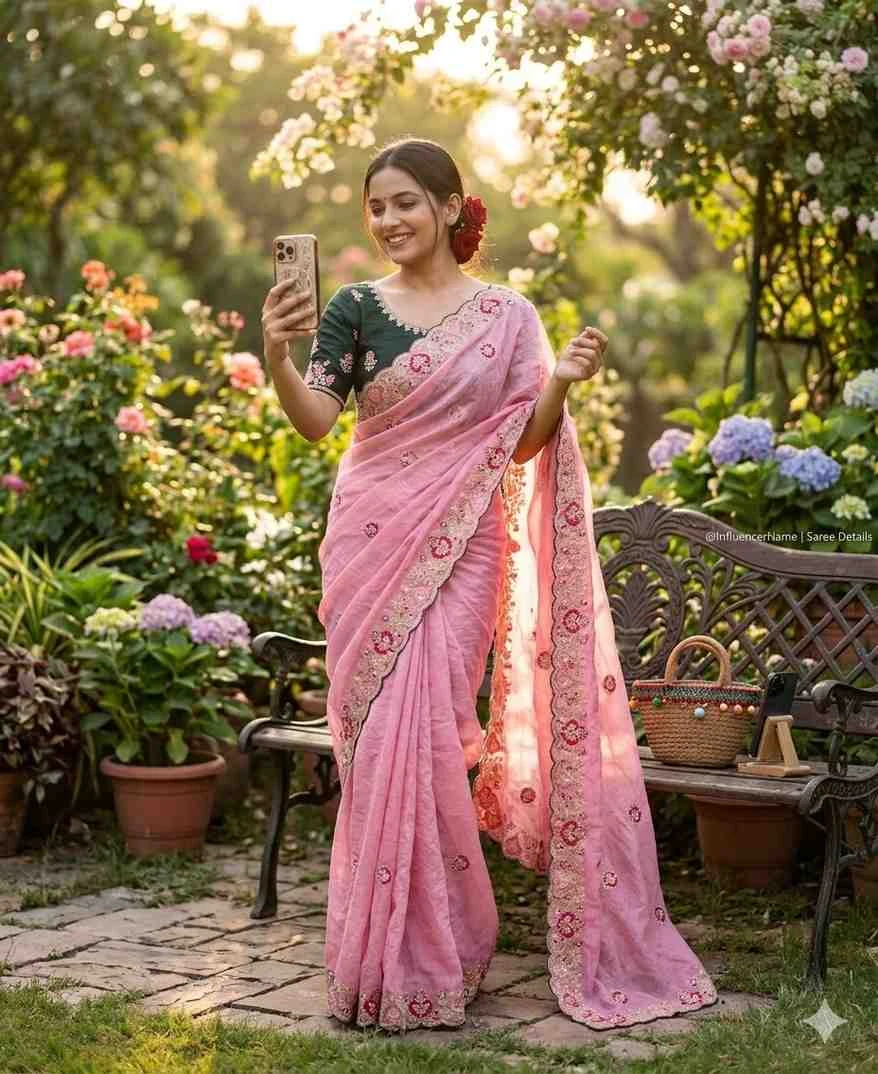 Kc 401 Georgette Embroidered Zari Border Saree Collection