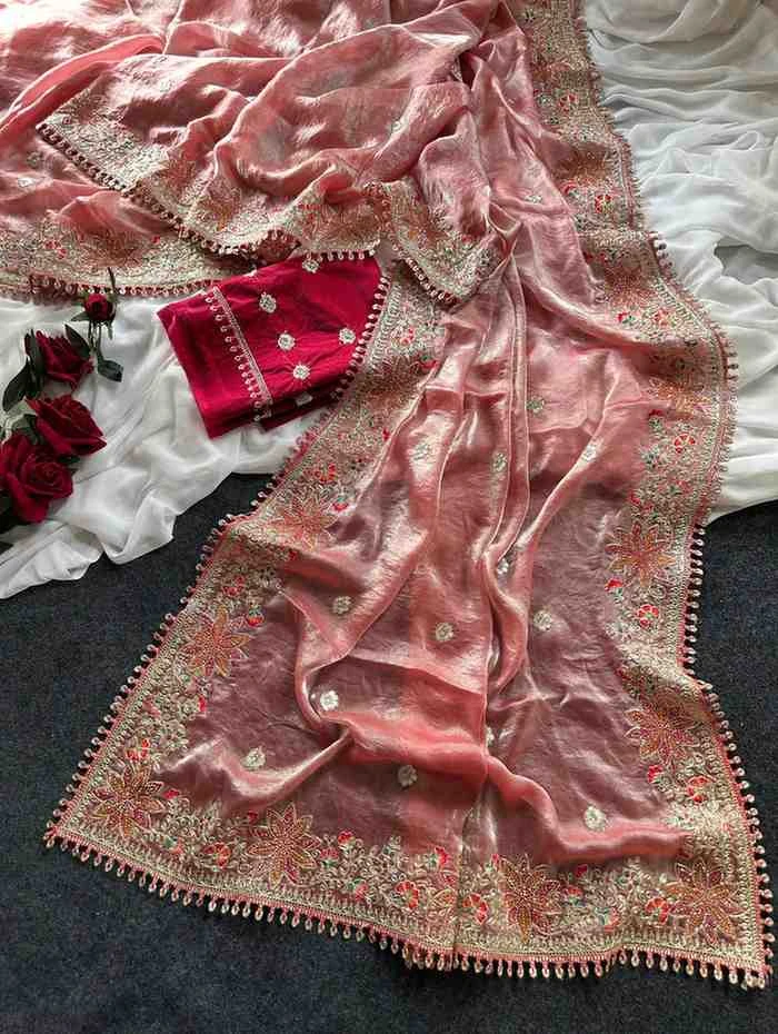 Kc 403 Fandy Sattin Silk Embroidered Premium Saree Collection