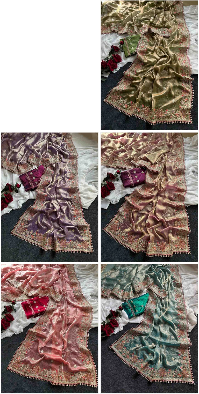 Kc 403 Fandy Sattin Silk Embroidered Premium Saree Collection