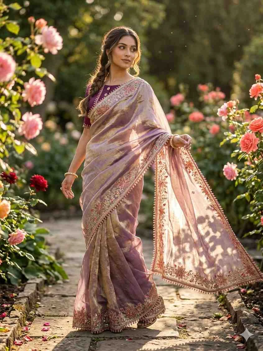 Kc 403 Fandy Sattin Silk Embroidered Premium Saree Collection