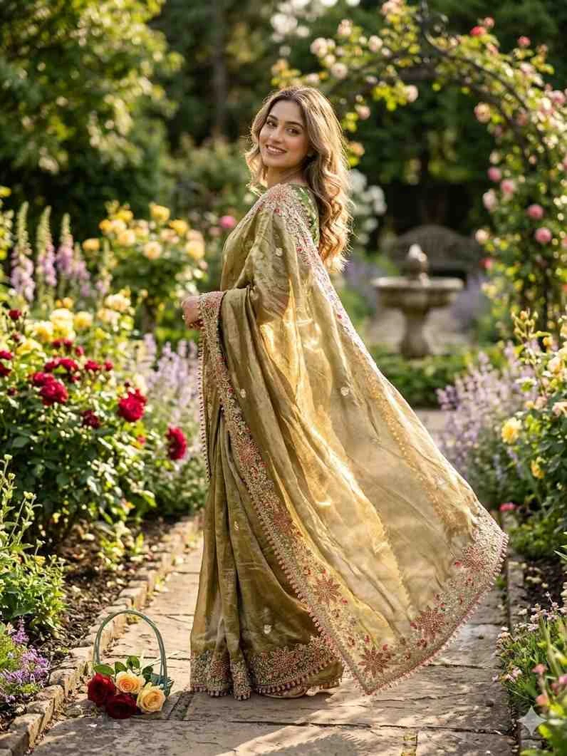 Kc 403 Fandy Sattin Silk Embroidered Premium Saree Collection