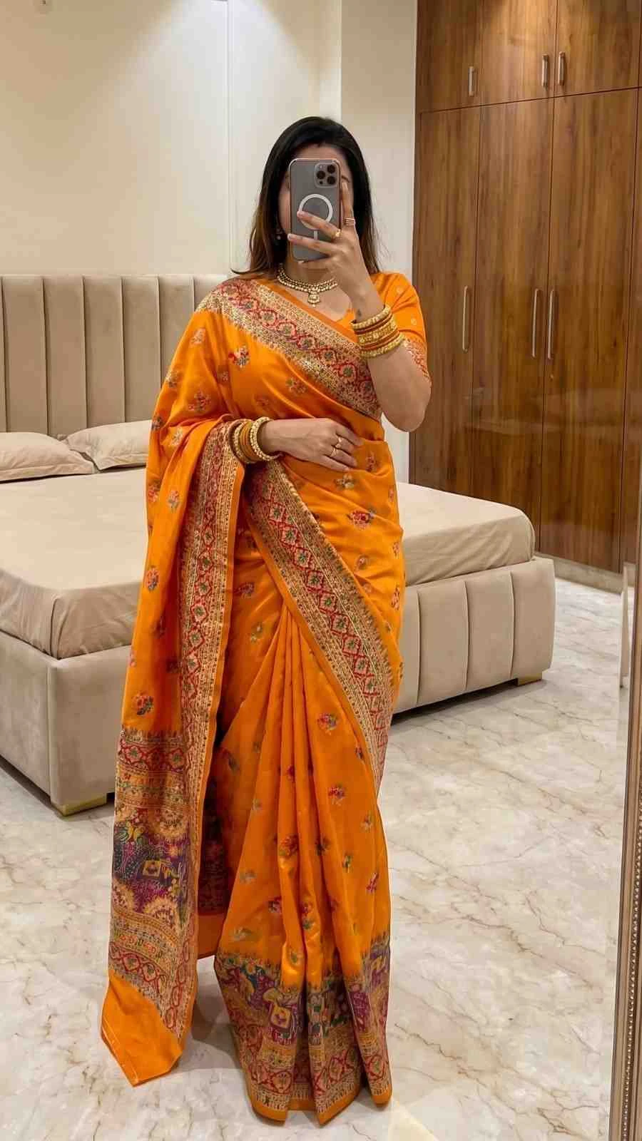 Kc 404 Pashmina Silk Zari Weaving Saree Collection
