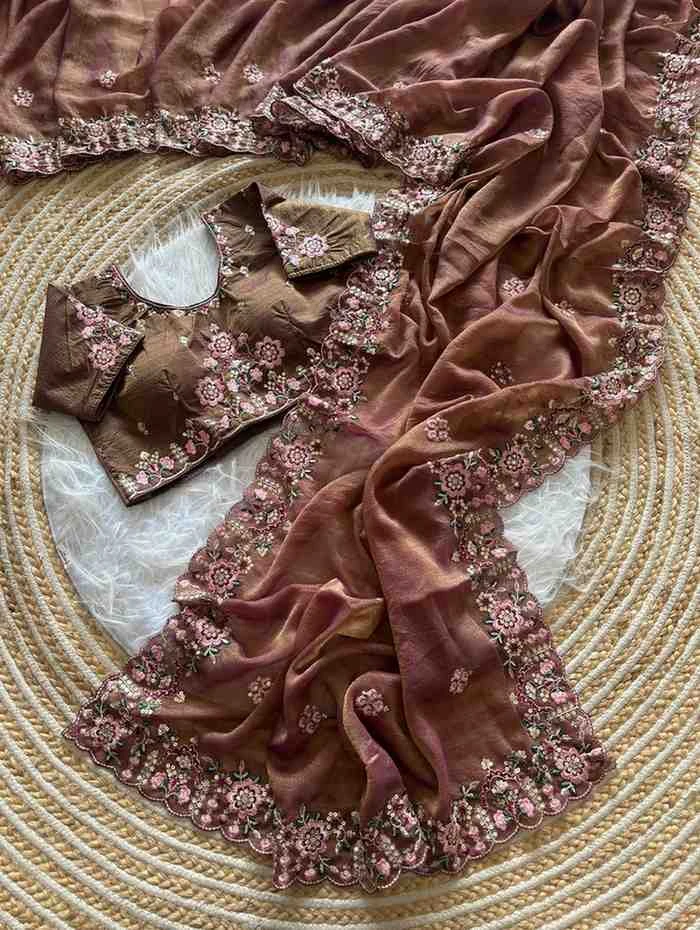 Kc 405 Soft Khadi Moss Silk Sequence Worked Saree Collection