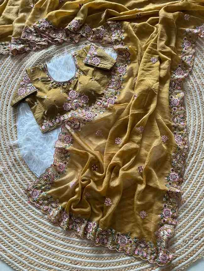Kc 405 Soft Khadi Moss Silk Sequence Worked Saree Collection
