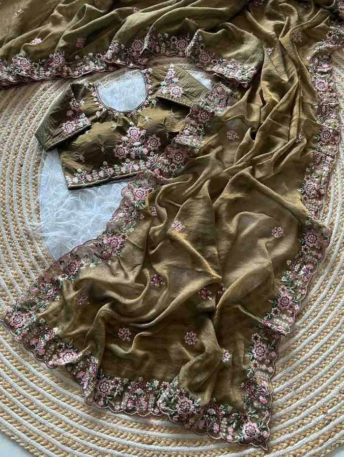Kc 405 Soft Khadi Moss Silk Sequence Worked Saree Collection
