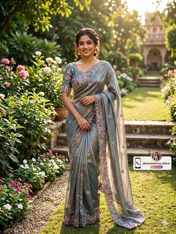 Kc 405 Soft Khadi Moss Silk Sequence Worked Saree Collection