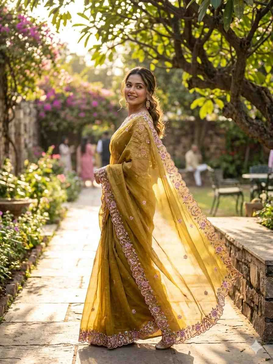 Kc 405 Soft Khadi Moss Silk Sequence Worked Saree Collection
