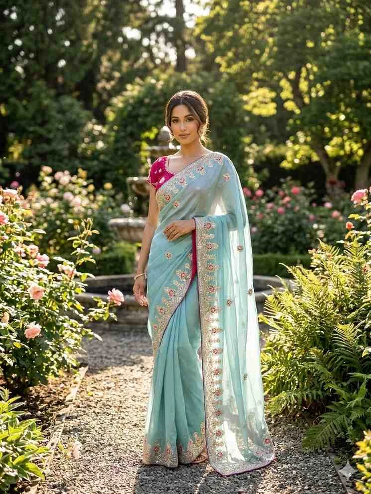 Kc 409 Fandy Silk Sequence Worked Saree Collection