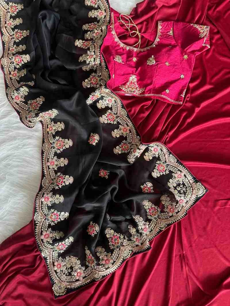 Kc 409 Fandy Silk Sequence Worked Saree Collection