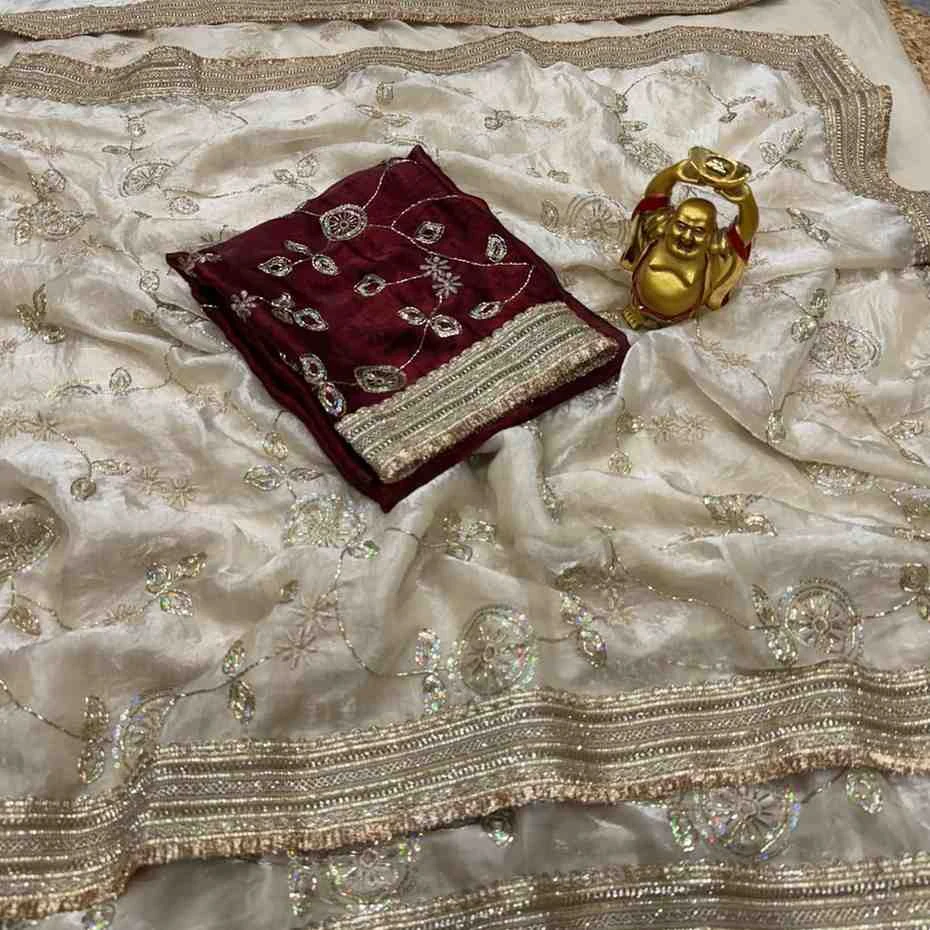 Kc 988 Space Silk Sequence Handworked Premium Saree Collection